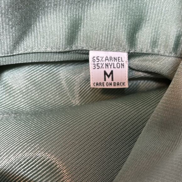 Vtg 70s Men’s Arnel Nylon Dress Shirt Long Sleeves Button Up Green Size M NWOT - Picture 4 of 7